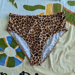 High Rise Swim Bottom Leopard Brown - sz 12 - NWT